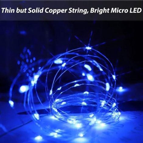 Guirlande lumineuse bleue à LED, alimentée par piles, composée de 50 micro-LED (1/5)