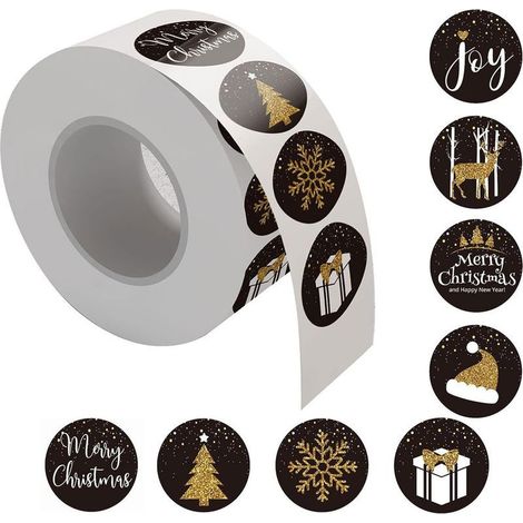 Autocollants Noël 500 Pièces, 8 Modèles Différents Pour Emballages Cadeaux Pendant La Période Des Fêtes (1/5)
