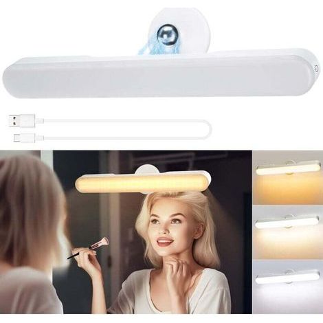 Sans Fil Miroir Coiffeuse Led Pour Miroir, Rechargeable 4000 mAh Lumiere Coiffeuse Lampe, Autocollant Lumière Coiffeuser Pivotant à 360° Amovible et Portable (1/5)