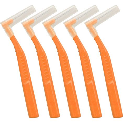 5 pièces Brossettes Interdentaires en L Nettoyage Efficace Anti-Plaque pour Appareil Dentaire et Soins Dentaires Orange (1/5)