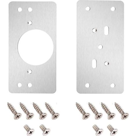 Plaque de Réparation de Charnière D'armoire avec Trou. 2 Pièces Supports de Réparation Plaques Installation Facile avec 12 Vis. Kit De Réparation De Charnière pour Bois. Meubles. Étagères.-INHHUB (1/5)