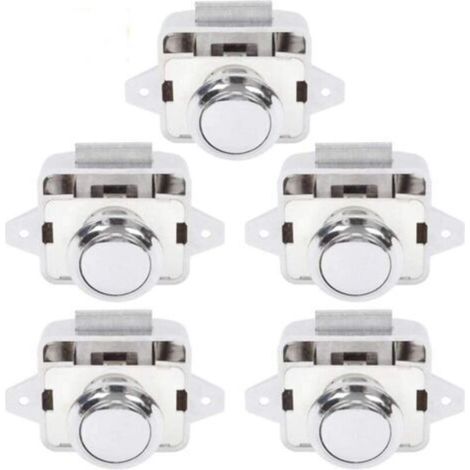 Bouton Poussoir Camping Car - Serrure Loquet Porte Fermeture Placard Bouton pour RV caravane de moteur 5 pièces Argent