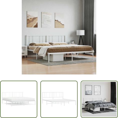 Cadre de lit - Cadre de lit métal sans matelas et tête de lit blanc 180x200 cm (1/5)