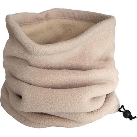 Cache-cou unisexe d'hiver en polaire douce et épaisse, couleur unie, beige (1/5)
