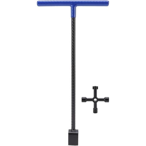 Multifunktionaler Wasserzählerschlüssel aus Stahl mit T-Griff und 4-in-1-Universalwerkzeug für Ventile und Wasserhähne