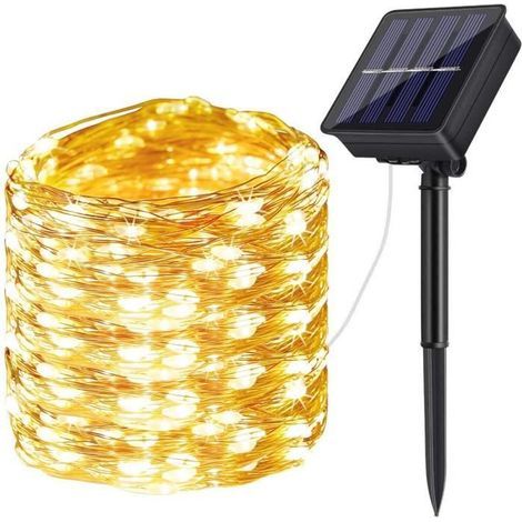 Solar-Powered Outdoor Copper Wire Fairy Lights - 20m 200LED, Waterproof, 8 Lighting Modes