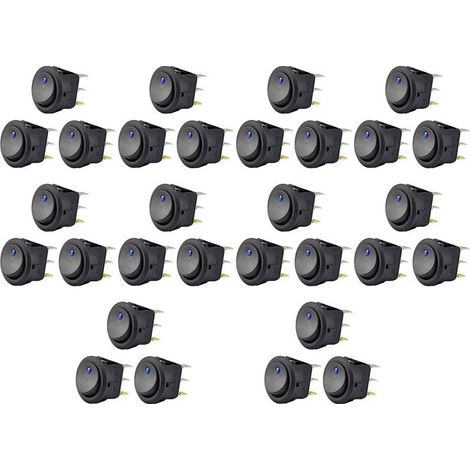 30 unidades de interruptores basculantes SPST con LED azul de 12 V y 20 A - Apagado