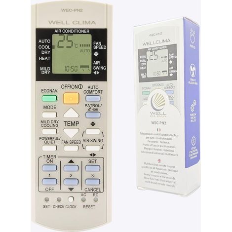 Télécommande Universelle spécifique pour Climatiseur Panasonic National, Compatibilité Totale avec Pompe à Chaleur Inverter, Instructions Multilingues, Prête à l'emploi en Quelques Secondes (1/5)