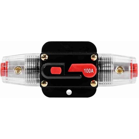 Réinitialiser le porte-fusible, 50 Amp-100Amp étanche 12-24V Disjoncteur Réinitialiser le porte-fusible de bateau Disjoncteur Audio Disjoncteur Stéréo Inline Porte-fusibles(100A) (1/4)