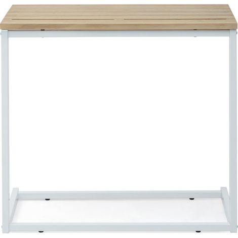 Mesita de Ordenador sofá Eco 36x70x63cm Blanca en madera maciza de pino acabado natural estilo nórdico industrial Box Furniture