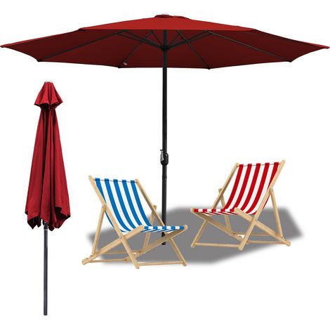 Hengda Ombrellone da giardino Dia 350 CM Strucutre en Métal Robuste Anti-UV, Rosso, Ombrellone da spiaggia (1/5)