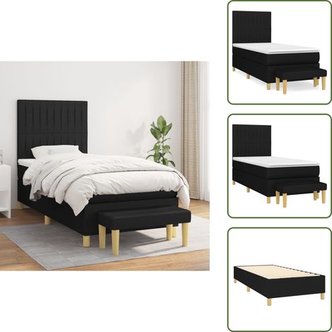 Boxspringbett mit Matratze Schwarz 100x200 cm Stoff - Boxspringbett - Doppelbett - Schlafraum - Bettgestell - Bettenrahmen (1/5)