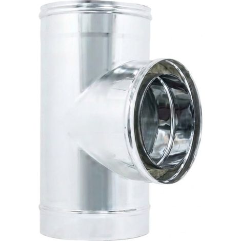 MAKA Raccordo a T 90° Canna Fumaria Doppia Parete Aria Inox Inox Ø 80 mm (esterno 130) (1/5)