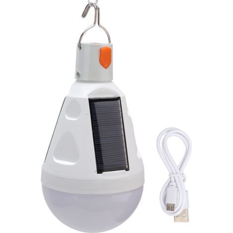 Ampoule LED solaire 12W – 6500K – secours panne courant – rechargeable – extérieur / randonnée / camping / tente – Marhynchus (1/5)