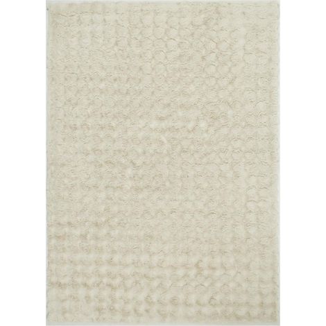 Tapis shaggy 160 x 230 cm, Beige et crème, faux uni sobre, poil long shaggy moelleux, finition soignée pour un usage quotidien