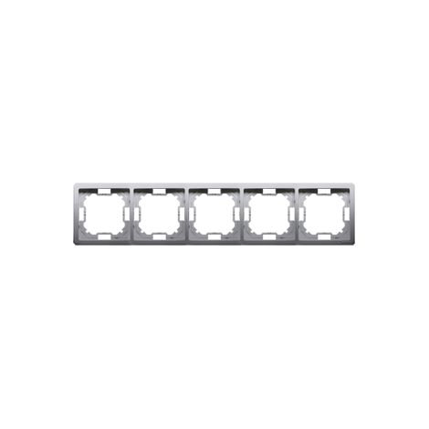 Cadre 5 Faces Inox - Argent - 5 Éléments - Prises - Interrupteurs (1/4)