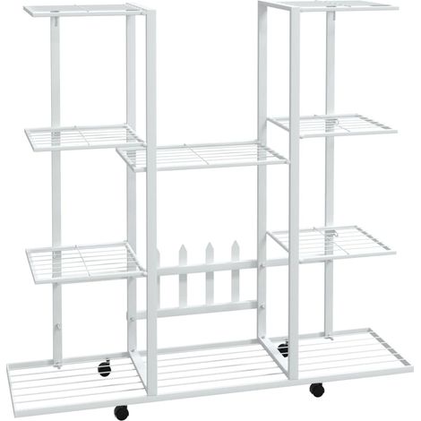 Jardinière,Bac à fleurs,Pot de fleurs avec roues 94,5x24,5x91,5 cm Blanc Fer CFW97220 (1/5)