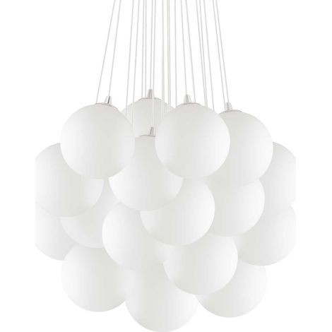 Sospensione Moderna Mapa Vetro Bianco 22 Luci E14