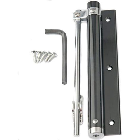 Ferme-porte en aluminium léger, aussi léger qu'une plume, à ressort, réglable, à montage automatique, pour usage résidentiel et commercial (180 mm noir avec 5 vis) - 1 paquet (1/4)