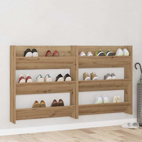 vidaXL Armadi per scarpe da muro rovere artigianale Legno multistrato (1/5)