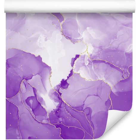 Papel pintado en tonos lavanda y morado para salón y dormitorio, 50x1000 cm. (1/5)