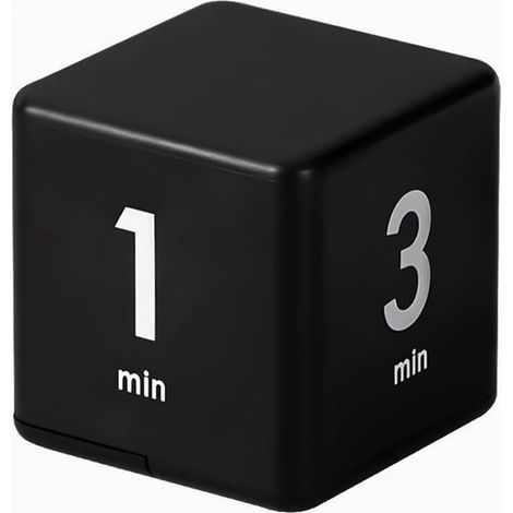 Timer da cucina, timer digitale a cubo – cronometro e conto alla rovescia – adatto ai bambini, allo studio, all'allenamento e allo yoga (nero, 1-3-5-10 minuti) (1/5)