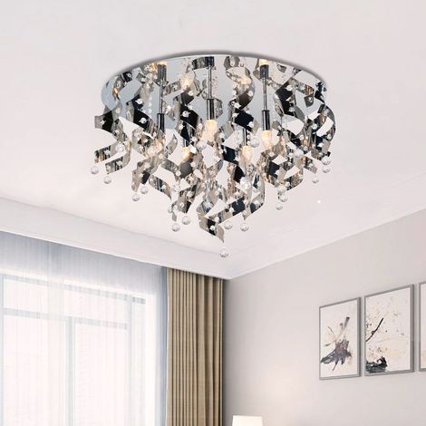 Lustre plafonnier moderne 80 cm – Métal chromé – Compatible LED – 5 ampoules E14 – Hauteur 47 cm – Éclairage intérieur luxueux – Sampa (1/3)