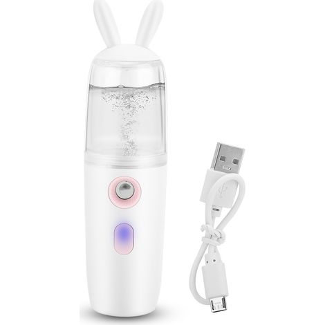 Mini humidificateur facial blanc 30ml portable nano spray brume hydratante visage rechargeable (1/5)