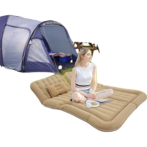 Colchón hinchable, soporta 300 kg, bomba eléctrica incluida, material de PVC, apto para asientos traseros de coche, superficie aterciopelada. (1/5)