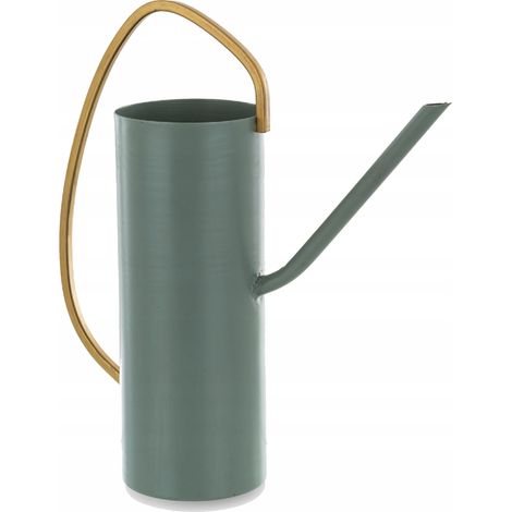 Regadera decorativa de metal de 26 cm, en tonos verdes y dorados. (1/5)