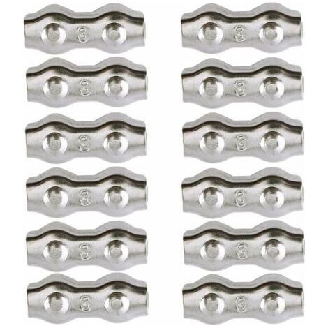 FENOPLASTICASerre-câble , Serre Cable Acier 3mm 12 Pièces Serre Câbles Duplex Pince de Câble Acier inoxydable 304 D'agrafe de Câble,Câble Poignées pour 2mm Câble Métalliques Pince À Câble Corde à Ling (1/4)