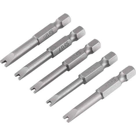 Juego de 5 puntas de destornillador en forma de U – Acero aleado S2 – 50 mm de longitud – Vástago hexagonal de 1/4" – Magnéticas para electricistas (1/5)