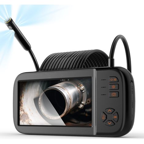 Endoskopkamera mit Dreifachlinse, 11,4 cm IPS-Bildschirm, 1080p-Auflösung, halbstarres Kabel, 8 LEDs, 2860-mAh-Akku, wasserdicht für Auto, Wand und Rohr (1/5)