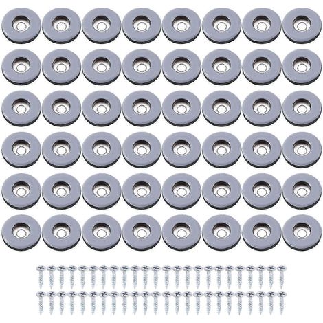 Patins de meubles revêtus de PTFE pour faciliter le déplacement sur carrelage et parquet, avec patins ronds de 25 mm et protections de sol (lot de 48). (1/4)