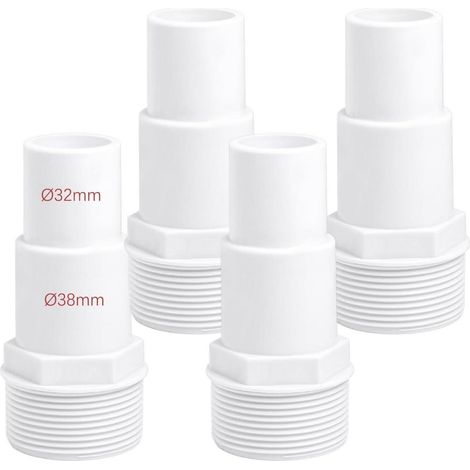 4er Set Pool Schlauchverbinder Ø 32/38mm auf 1,5 Zoll Schlauchstutzen Weiß