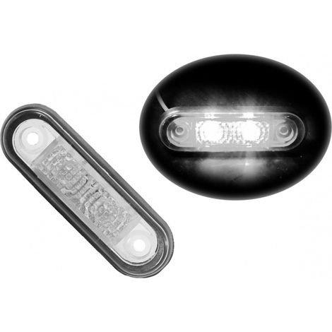Marqueur avant / feu de position à diodes LED blanches pour fourgons, plateaux, camions, remorques et bus, 75 mm x 22 mm, 24 V
