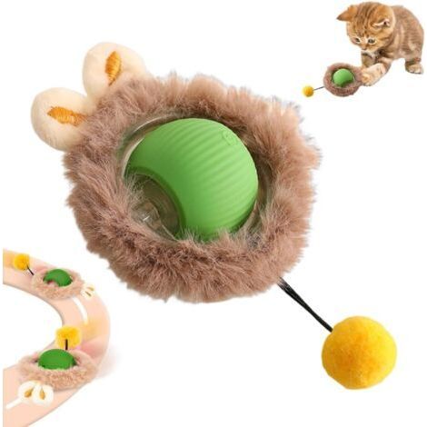Interactive cat ball, cat toy, cat ball, Cat balls for play and interaction (Green with plush) (1/5)