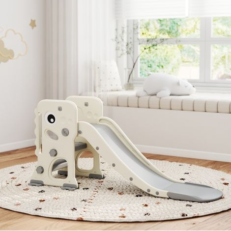 Tobogán infantil 3 en 1 plegable con canasta de baloncesto, 146 x 52 x 65 cm DESVIAE (1/5)
