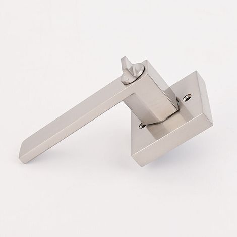 Poignée de porte de chambre/salle de bain pour salle de bain privée et porte intérieure Poignée de serrure de porte robuste Finition nickel satiné (1/4)