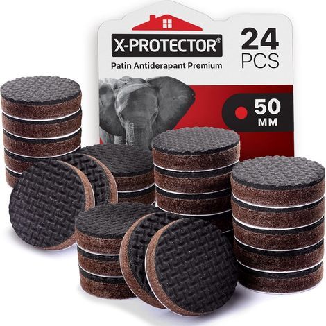 24 - Patin En Caoutchouc - Patin Antiderapant - Adhésif Robuste Pour Meubles - Protection Sol Bois Et Stratifié - Noir - 50 mm (1/5)