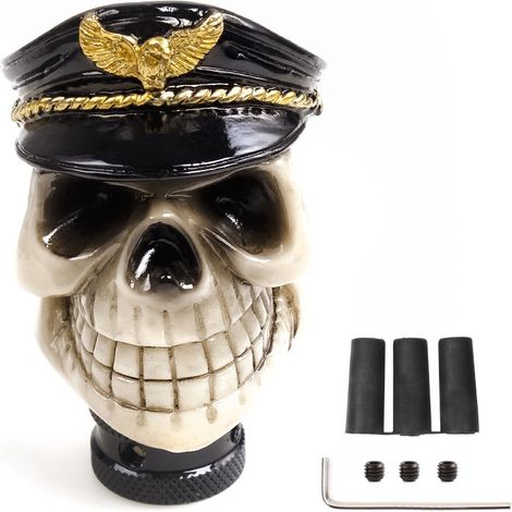 Car modification skull-shaped gear shift knob, creative and personalized gear shift knob head - police black hat (three nuts) (1/4)