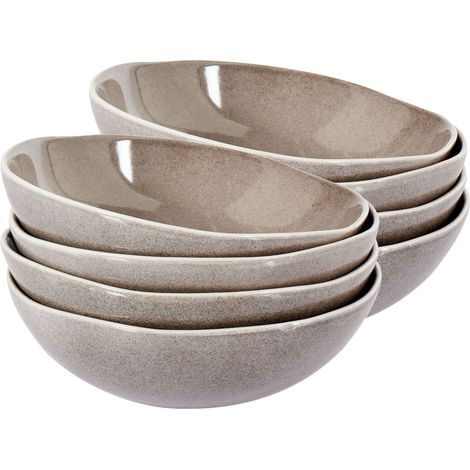 Suppenteller 8er Set COSTMARY Steinzeug Grau