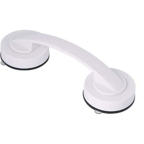 Poignée de douche simple sans perforation - Ventouse verrouillable - Poignée de douche pour personnes âgées avec poignée à ventouse - Blanc (1/4)