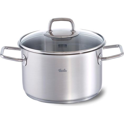 Faitout en Acier Inoxydable 3,6 l Ø 20 cm avec Couvercle en Verre, Échelle Graduée Intérieure, Bord Verseur, Compatible Induction, Économe en Énergie, pour Tous Types de Feu Y Compris l’Induction (1/3)
