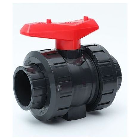 Robinet à bille en PVC I 32mm I 1 pouce I pour manchons à coller et raccords I Robinet d'arrêt I Raccord de tuyau en PVC I Vanne à bille pour la construction de piscines et de bassins (1/4)