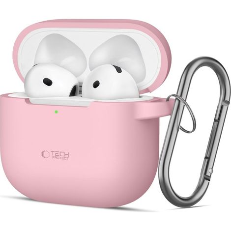 Gancho de silicona Tech-protect para Apple AirPods 4, color rosa empolvado (1/5)