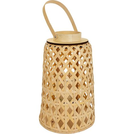 Farol portavelas de bambú marrón d26,5x41 (1/5)