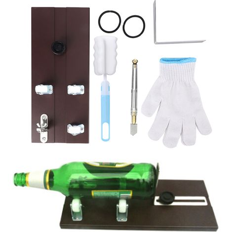 Ensemble de coupe-bouteilles en verre, machine pratique en alliage d'aluminium pour couper les bouteilles de vin et de bière. (1/5)