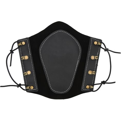 Manchon de bras en cuir PU, force réglable, cordon en cuir de vache, boucle décorative en laiton, pour tir à l'arc, noir (1/5)
