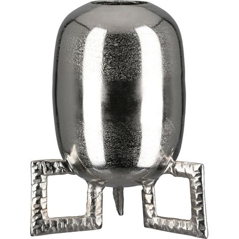 Vase Rocket en Aluminium, Rond, structuré, argenté, 29 x 23 cm, étanche, Hauteur : 29 cm x Largeur : 23 cm (1/3)
